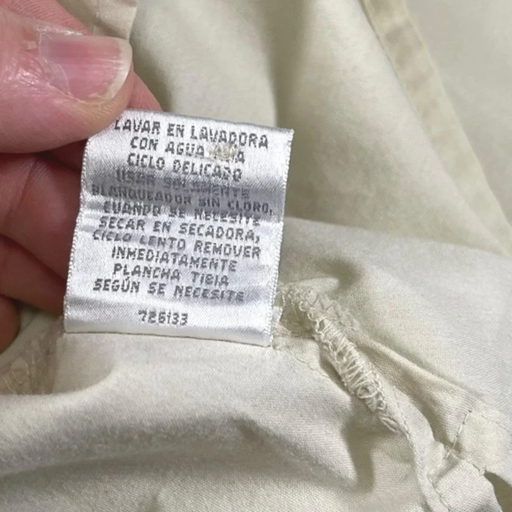 Worthington 14‎ Beige Button Down Shirt Roll Tab Utility Safari Minimalist